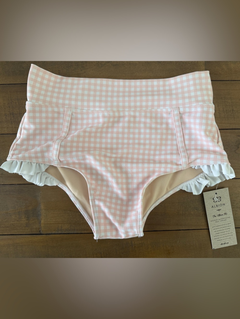 Gingham Pink Ruffle Bikini Bottom